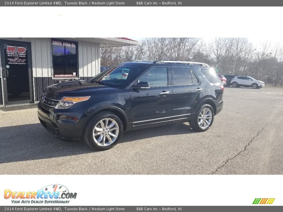 2014 Ford Explorer Limited 4WD Tuxedo Black / Medium Light Stone Photo #28