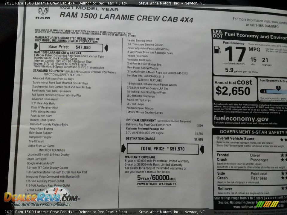 2021 Ram 1500 Laramie Crew Cab 4x4 Delmonico Red Pearl / Black Photo #29