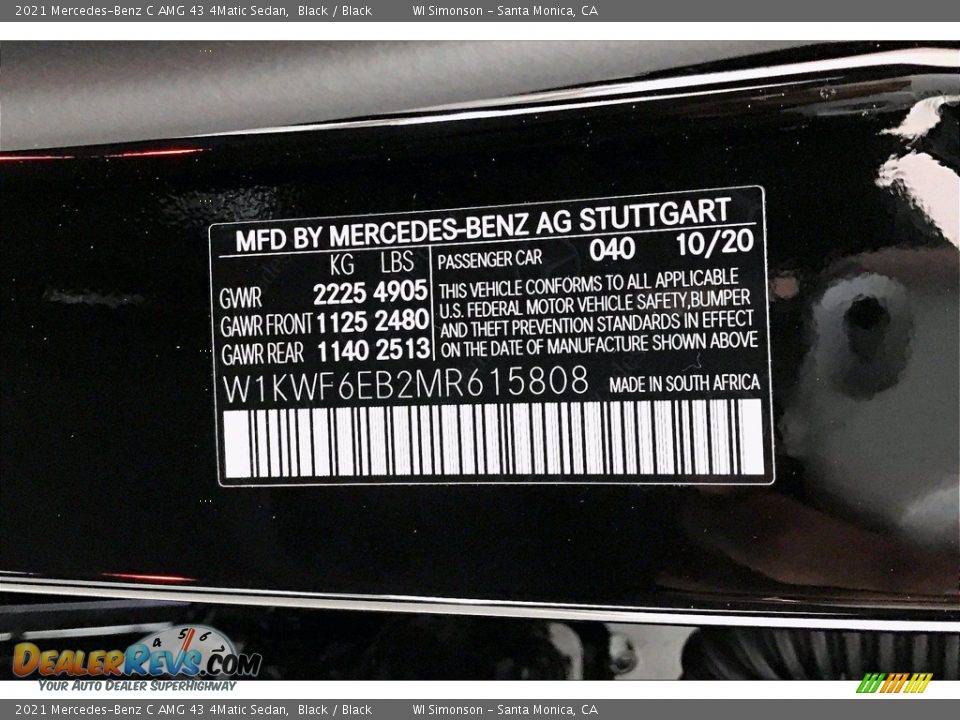 2021 Mercedes-Benz C AMG 43 4Matic Sedan Black / Black Photo #10