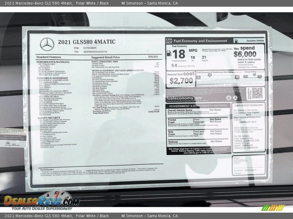 2021 Mercedes-Benz GLS 580 4Matic Polar White / Black Photo #11