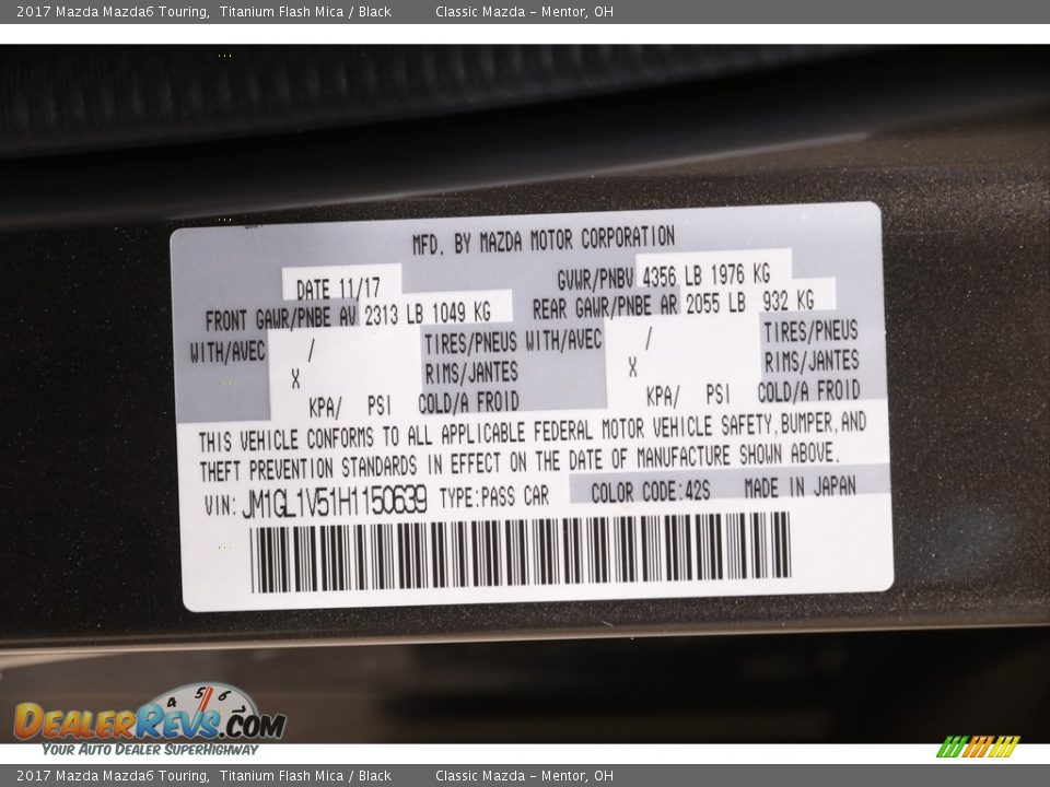 2017 Mazda Mazda6 Touring Titanium Flash Mica / Black Photo #23