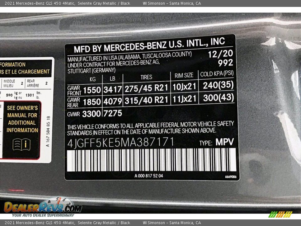 2021 Mercedes-Benz GLS 450 4Matic Selenite Gray Metallic / Black Photo #10