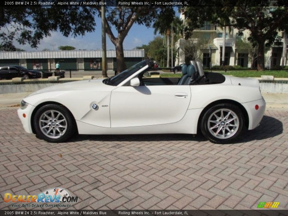 2005 BMW Z4 2.5i Roadster Alpine White / Maldives Blue Photo #3