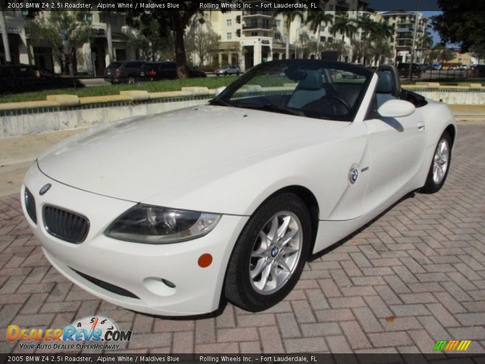 2005 BMW Z4 2.5i Roadster Alpine White / Maldives Blue Photo #5