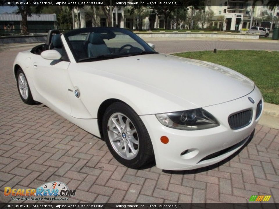 2005 BMW Z4 2.5i Roadster Alpine White / Maldives Blue Photo #9