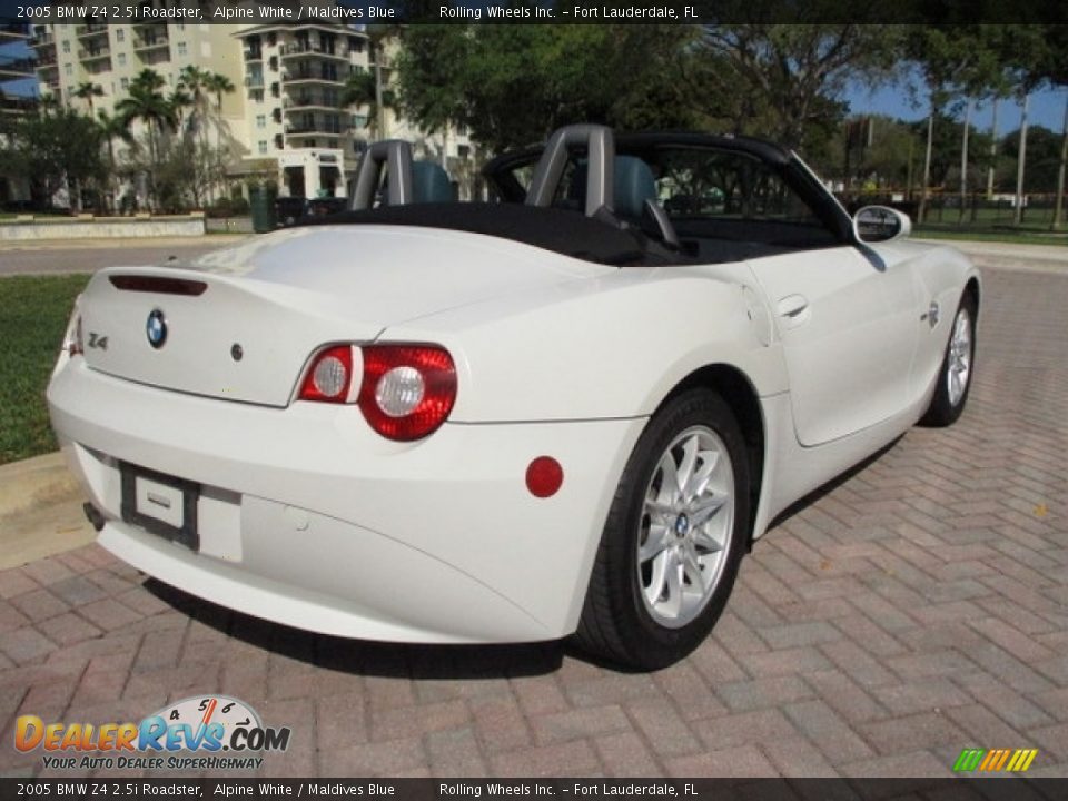 2005 BMW Z4 2.5i Roadster Alpine White / Maldives Blue Photo #13