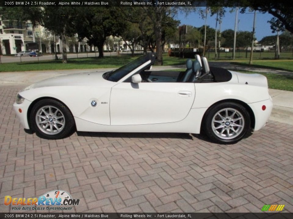 2005 BMW Z4 2.5i Roadster Alpine White / Maldives Blue Photo #19