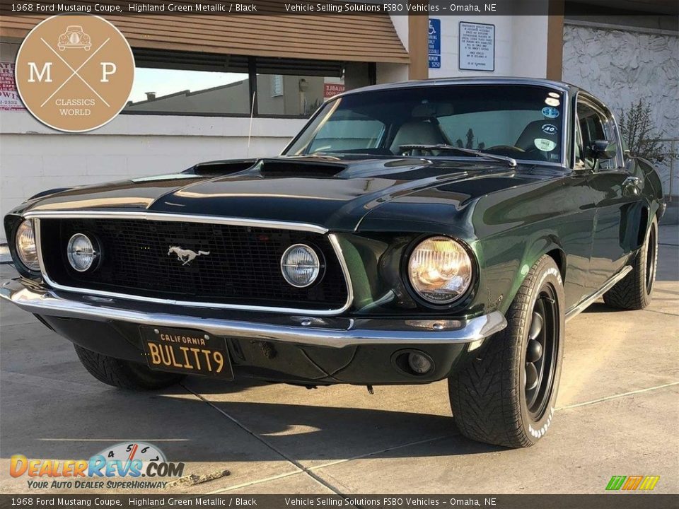 1968 Ford Mustang Coupe Highland Green Metallic / Black Photo #15
