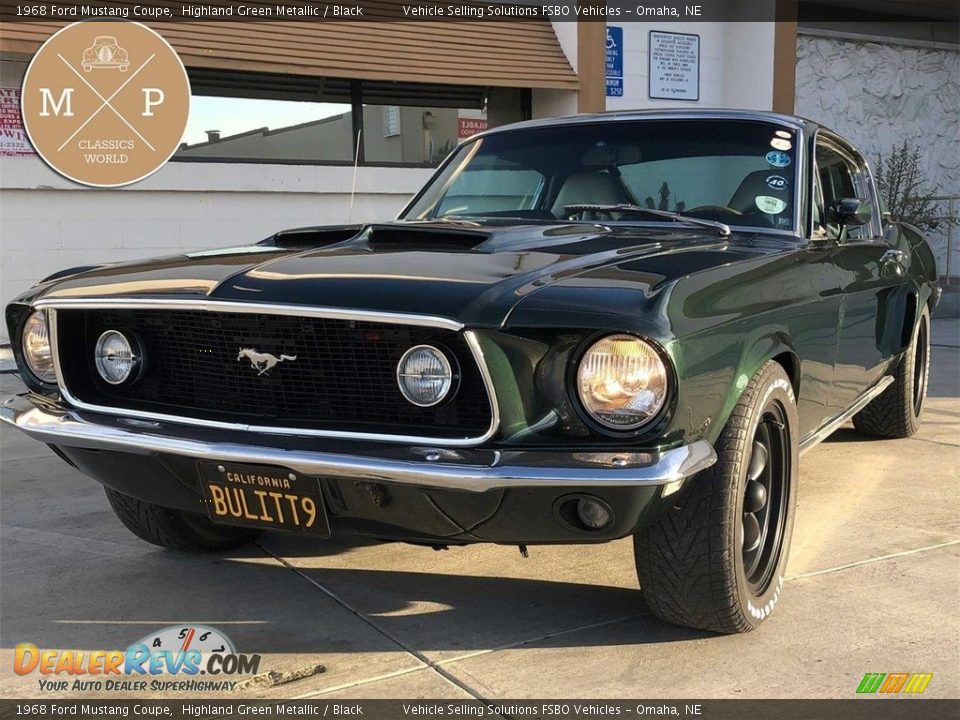 1968 Ford Mustang Coupe Highland Green Metallic / Black Photo #15
