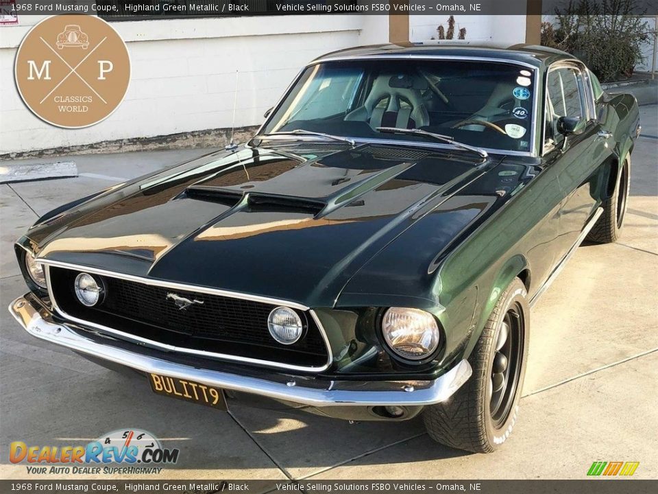 1968 Ford Mustang Coupe Highland Green Metallic / Black Photo #16