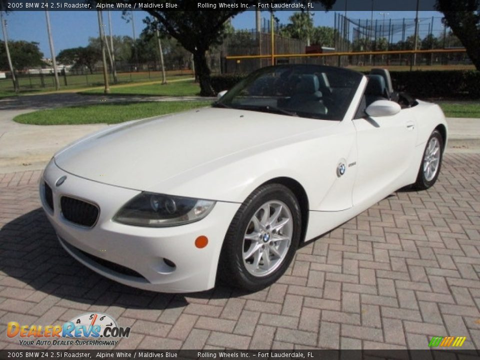 2005 BMW Z4 2.5i Roadster Alpine White / Maldives Blue Photo #22