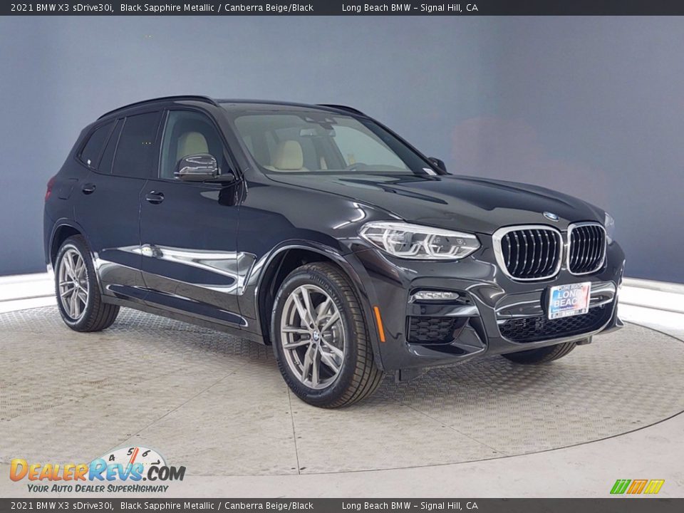 2021 BMW X3 sDrive30i Black Sapphire Metallic / Canberra Beige/Black Photo #1