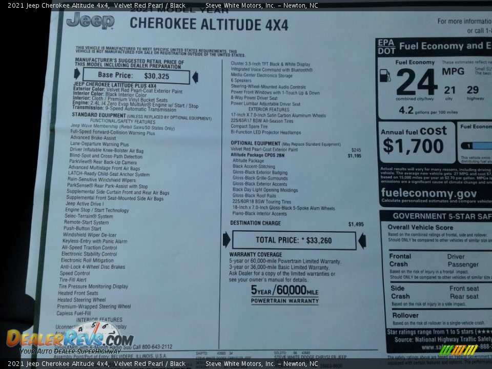 2021 Jeep Cherokee Altitude 4x4 Velvet Red Pearl / Black Photo #29