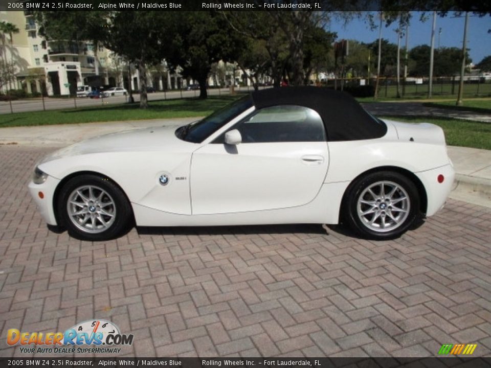 2005 BMW Z4 2.5i Roadster Alpine White / Maldives Blue Photo #32