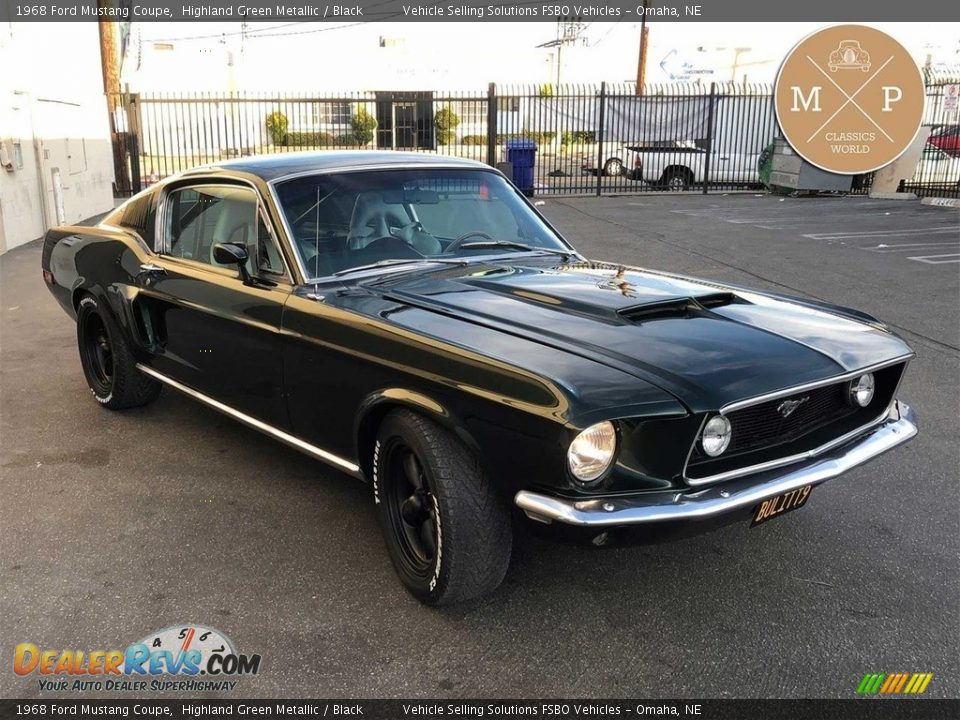 1968 Ford Mustang Coupe Highland Green Metallic / Black Photo #27