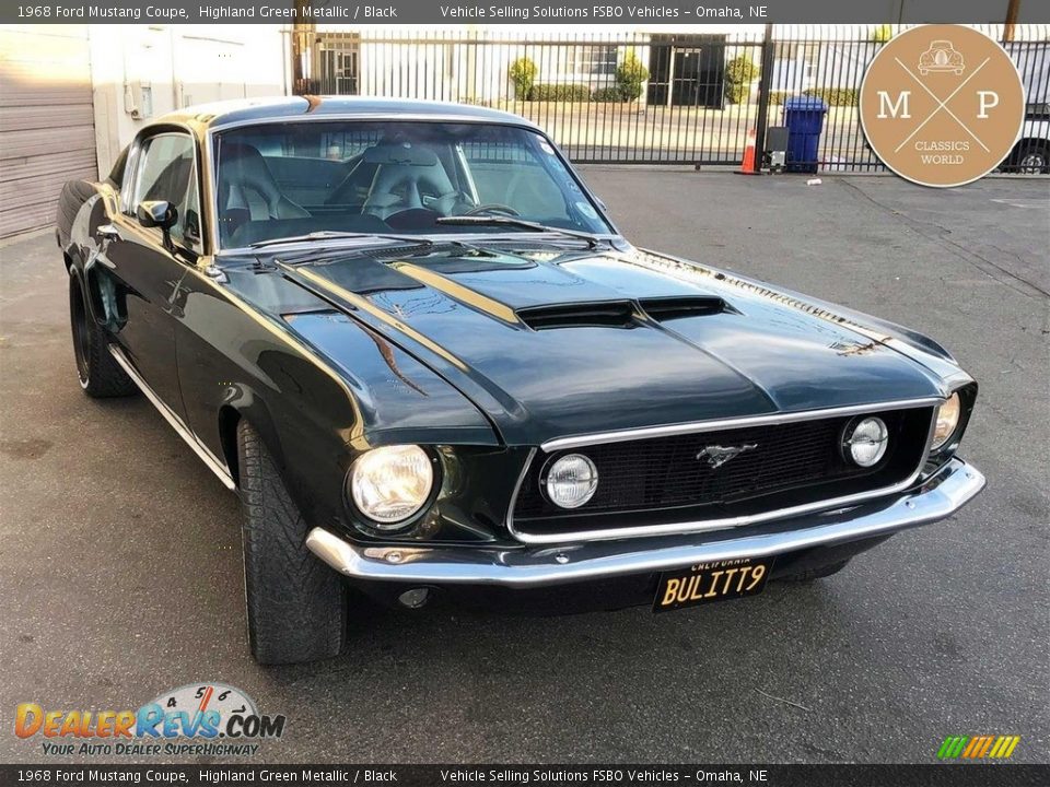 1968 Ford Mustang Coupe Highland Green Metallic / Black Photo #28