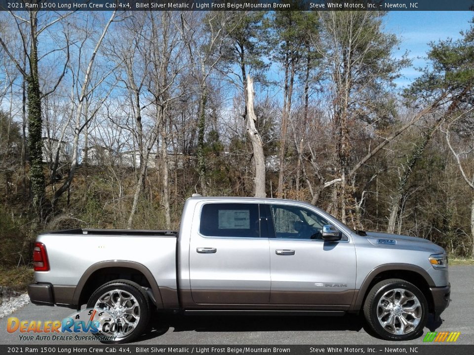 2021 Ram 1500 Long Horn Crew Cab 4x4 Billet Silver Metallic / Light Frost Beige/Mountain Brown Photo #6