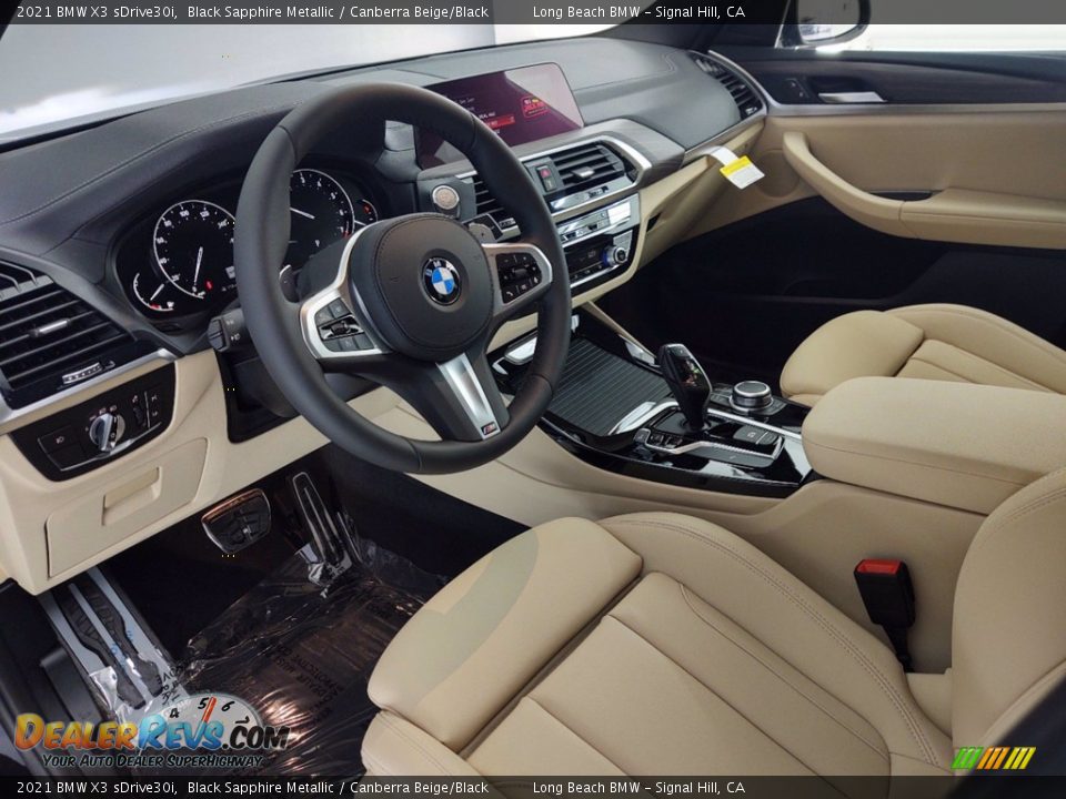 2021 BMW X3 sDrive30i Black Sapphire Metallic / Canberra Beige/Black Photo #12