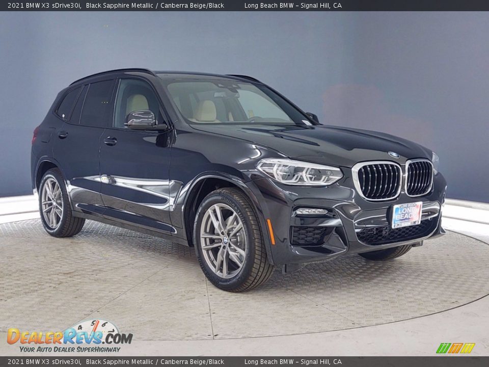 2021 BMW X3 sDrive30i Black Sapphire Metallic / Canberra Beige/Black Photo #27