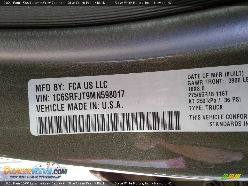 2021 Ram 1500 Laramie Crew Cab 4x4 Olive Green Pearl / Black Photo #31