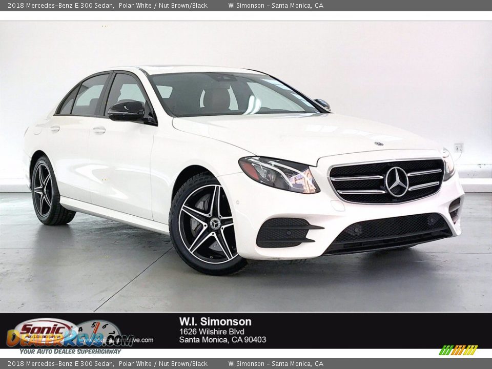 2018 Mercedes-Benz E 300 Sedan Polar White / Nut Brown/Black Photo #1