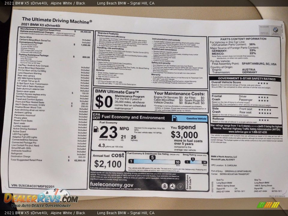 2021 BMW X5 sDrive40i Alpine White / Black Photo #25