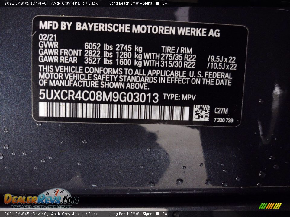 2021 BMW X5 sDrive40i Arctic Gray Metallic / Black Photo #26