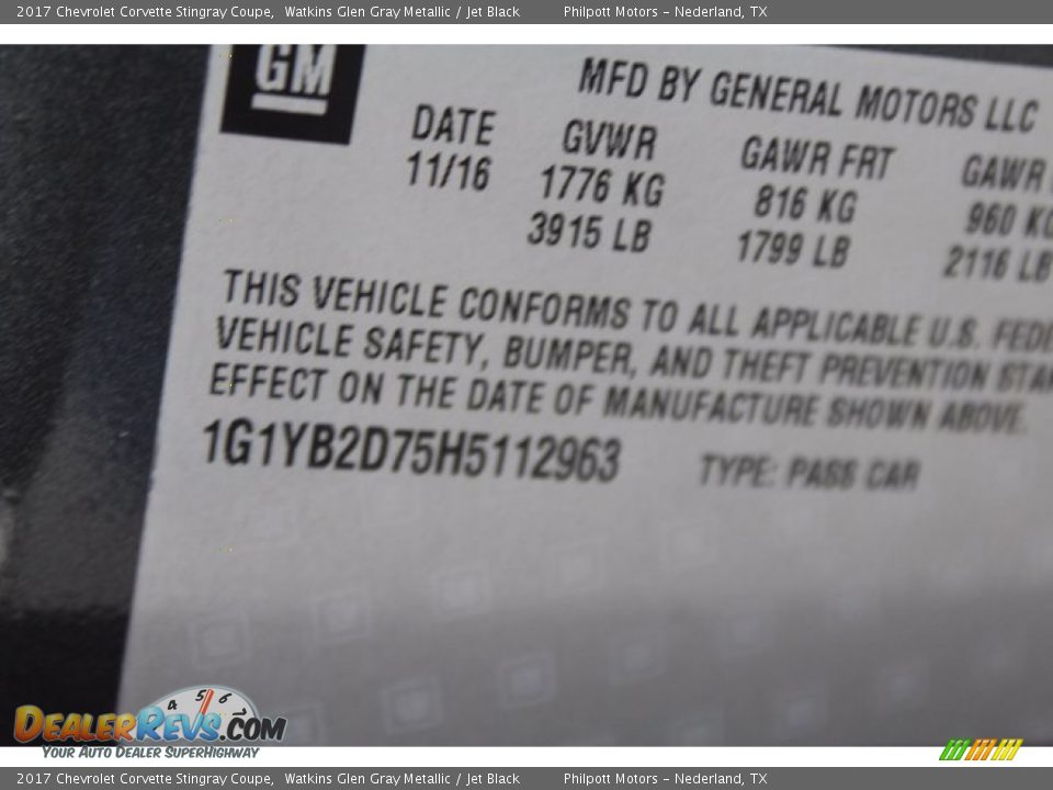 2017 Chevrolet Corvette Stingray Coupe Watkins Glen Gray Metallic / Jet Black Photo #23