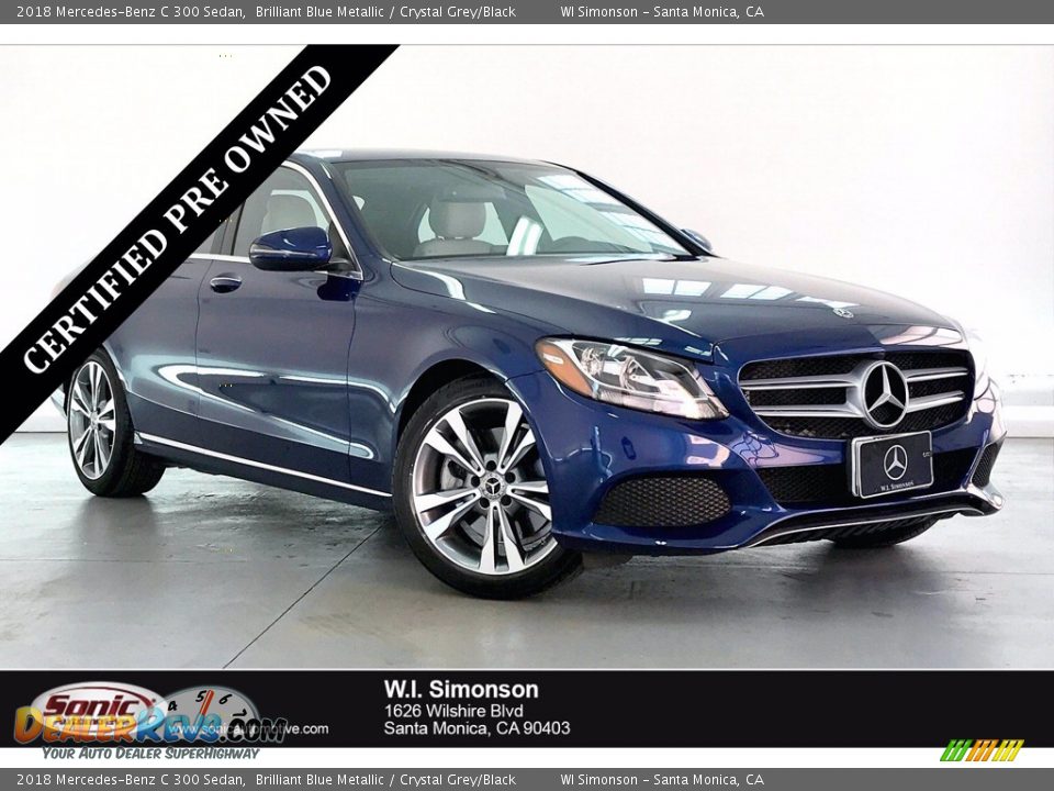 2018 Mercedes-Benz C 300 Sedan Brilliant Blue Metallic / Crystal Grey/Black Photo #1