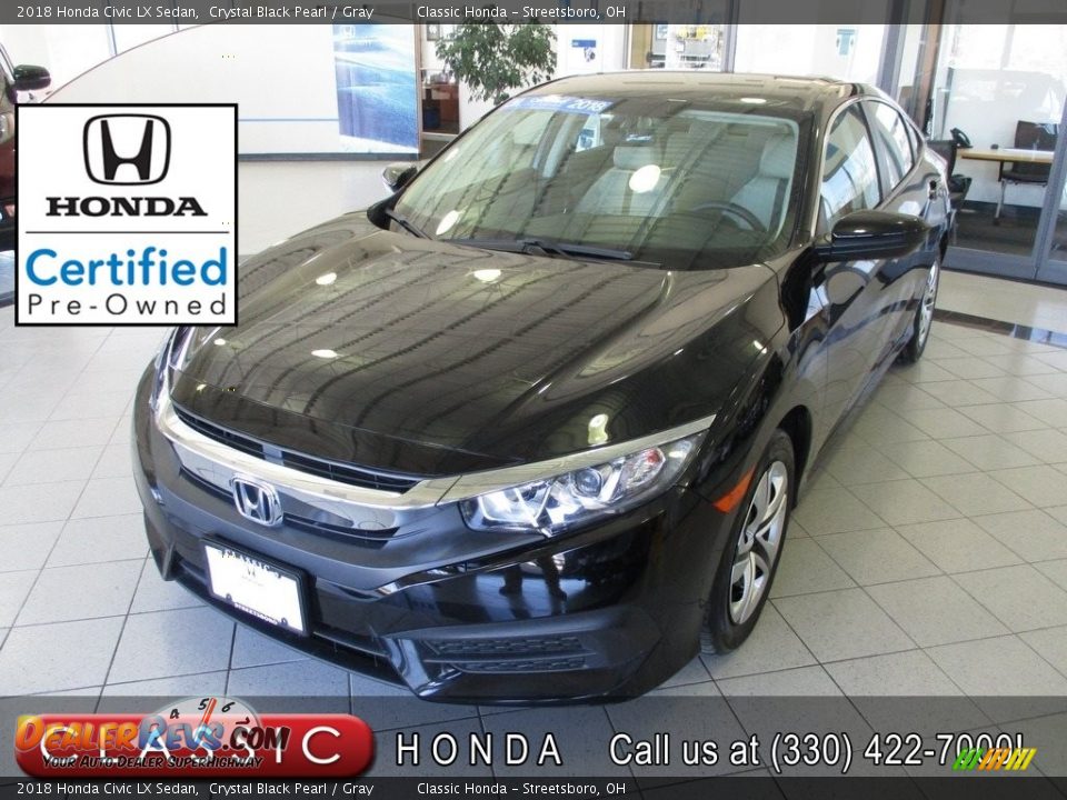 2018 Honda Civic LX Sedan Crystal Black Pearl / Gray Photo #1
