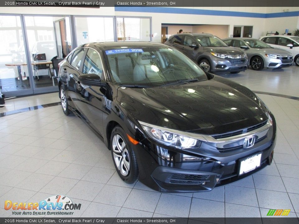 2018 Honda Civic LX Sedan Crystal Black Pearl / Gray Photo #3