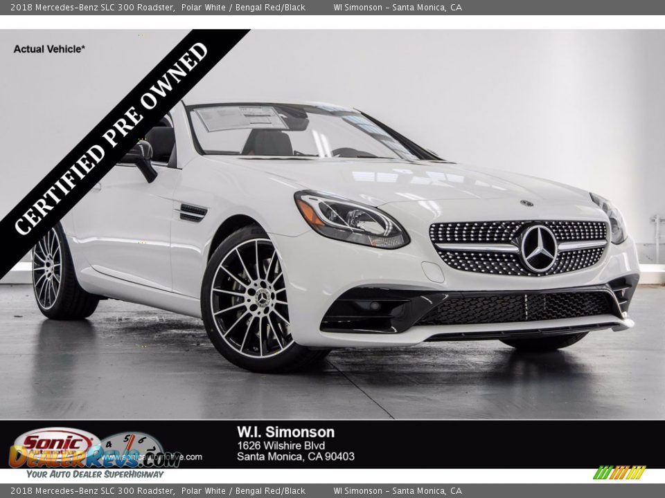 2018 Mercedes-Benz SLC 300 Roadster Polar White / Bengal Red/Black Photo #1