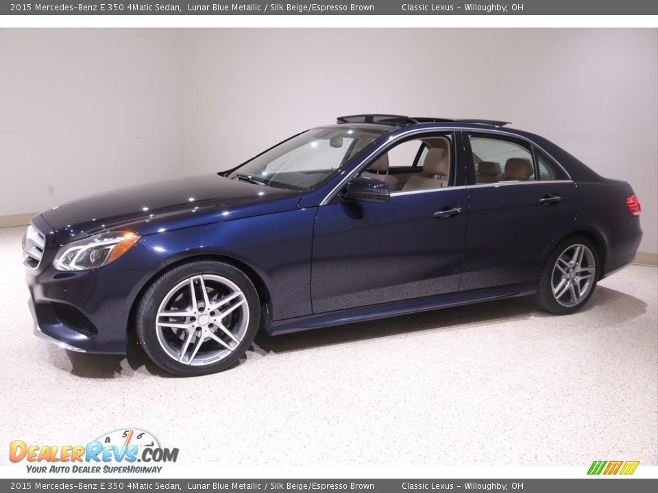 2015 Mercedes-Benz E 350 4Matic Sedan Lunar Blue Metallic / Silk Beige/Espresso Brown Photo #3