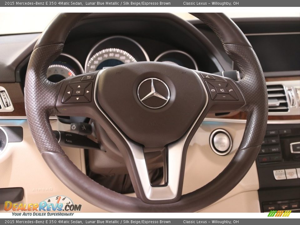 2015 Mercedes-Benz E 350 4Matic Sedan Lunar Blue Metallic / Silk Beige/Espresso Brown Photo #8