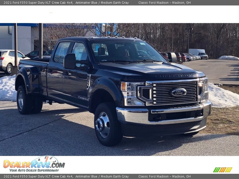 2021 Ford F350 Super Duty XLT Crew Cab 4x4 Antimatter Blue / Medium Earth Gray Photo #2