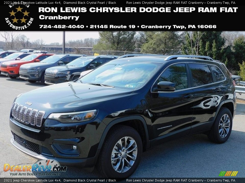 2021 Jeep Cherokee Latitude Lux 4x4 Diamond Black Crystal Pearl / Black Photo #1