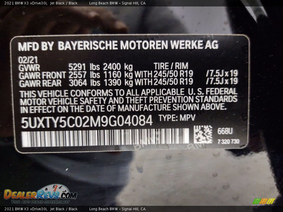 2021 BMW X3 xDrive30i Jet Black / Black Photo #26