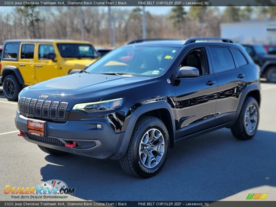 2020 Jeep Cherokee Trailhawk 4x4 Diamond Black Crystal Pearl / Black Photo #15