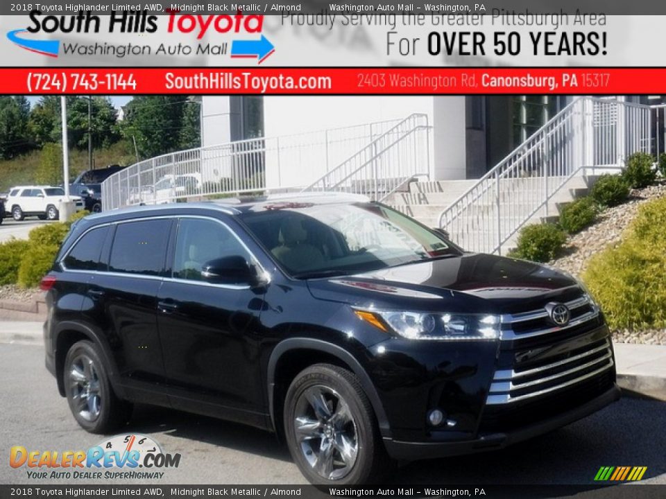 2018 Toyota Highlander Limited AWD Midnight Black Metallic / Almond Photo #1