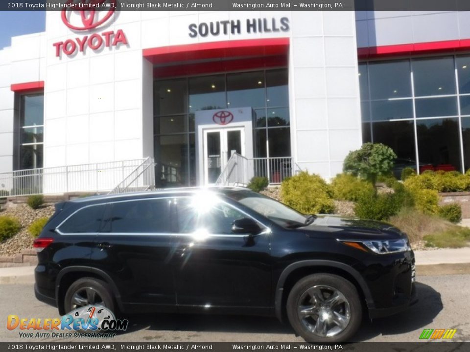 2018 Toyota Highlander Limited AWD Midnight Black Metallic / Almond Photo #2