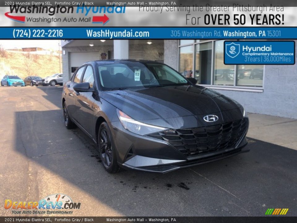 2021 Hyundai Elantra SEL Portofino Gray / Black Photo #1