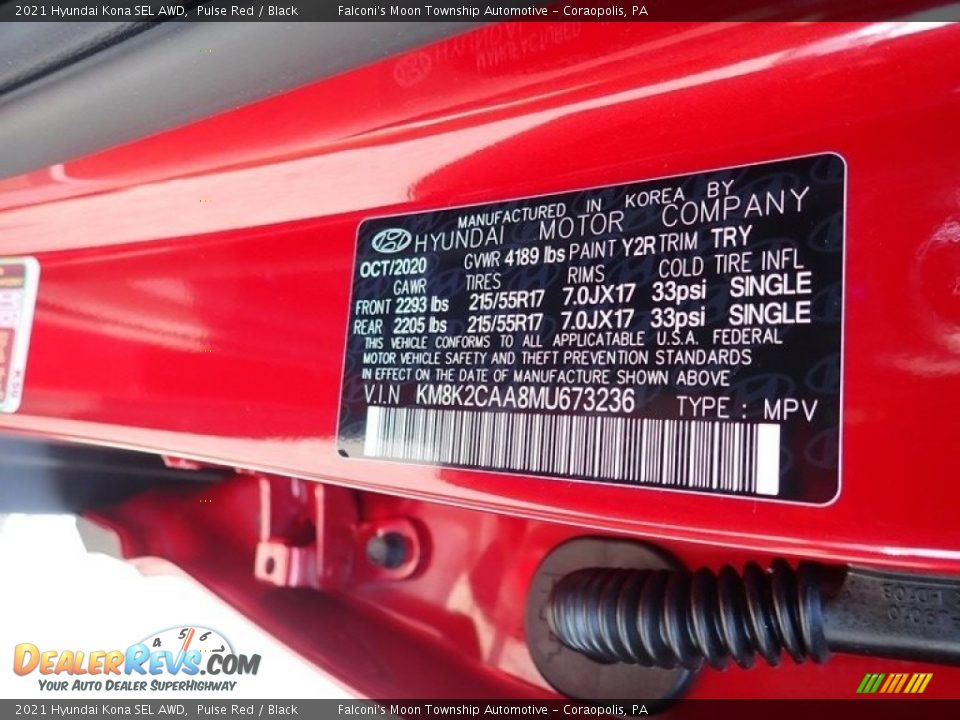 2021 Hyundai Kona SEL AWD Pulse Red / Black Photo #12