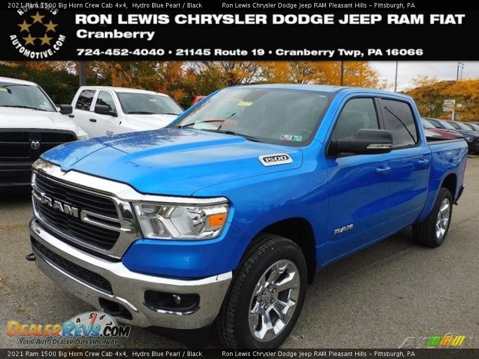 2021 Ram 1500 Big Horn Crew Cab 4x4 Hydro Blue Pearl / Black Photo #1