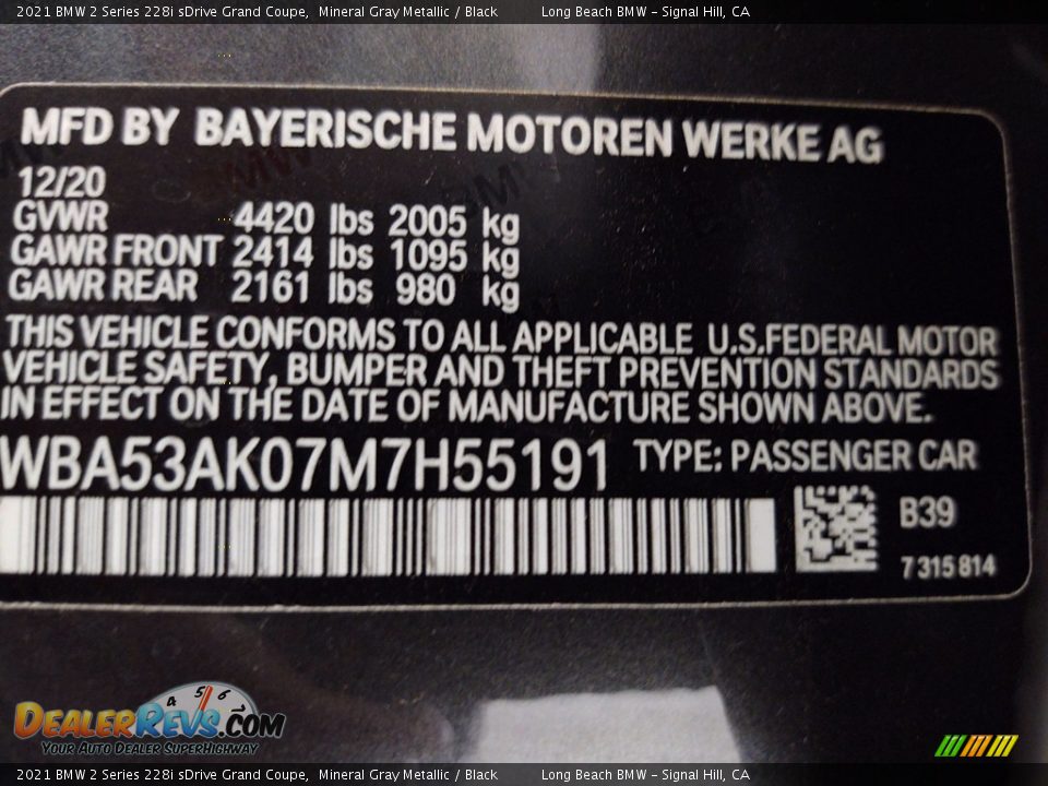 2021 BMW 2 Series 228i sDrive Grand Coupe Mineral Gray Metallic / Black Photo #26
