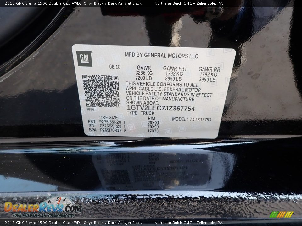 2018 GMC Sierra 1500 Double Cab 4WD Onyx Black / Dark Ash/Jet Black Photo #16