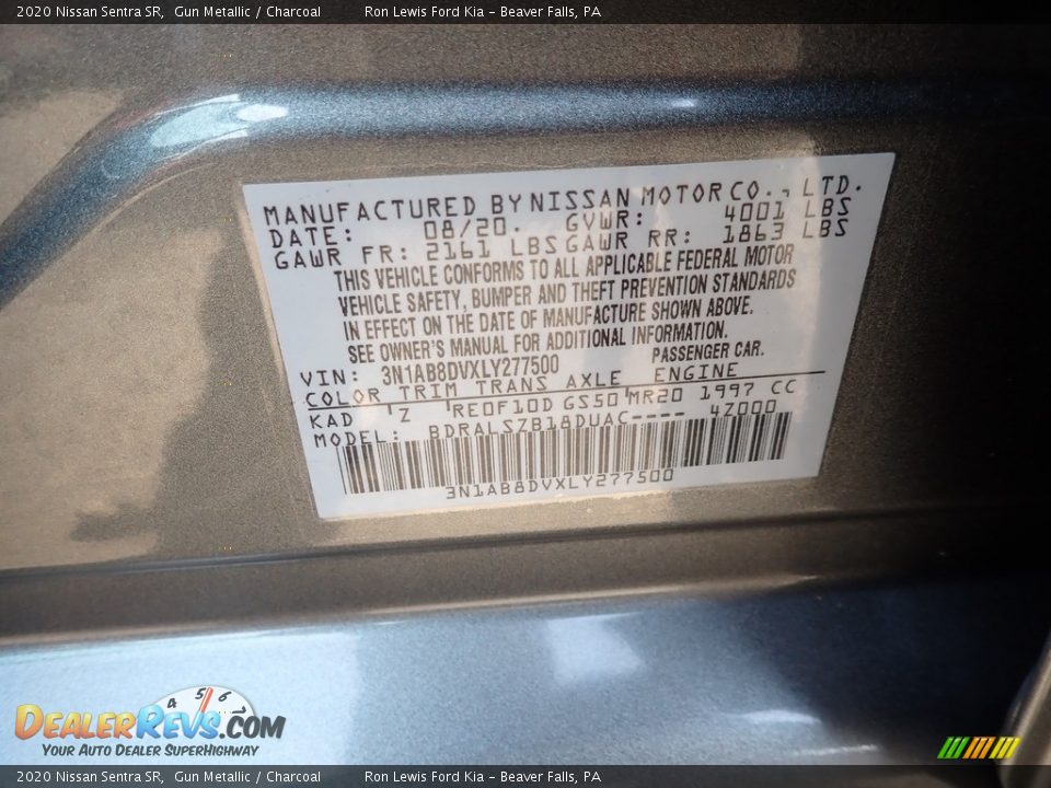 2020 Nissan Sentra SR Gun Metallic / Charcoal Photo #15