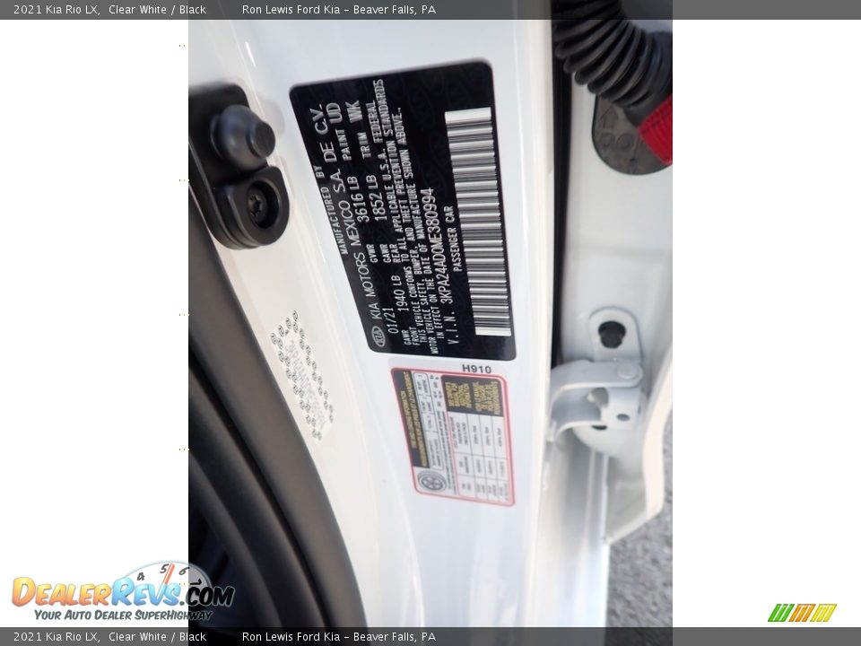 2021 Kia Rio LX Clear White / Black Photo #16