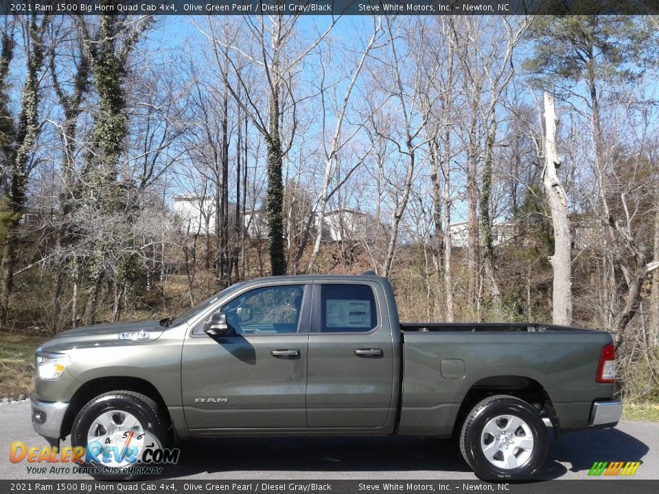 2021 Ram 1500 Big Horn Quad Cab 4x4 Olive Green Pearl / Diesel Gray/Black Photo #1