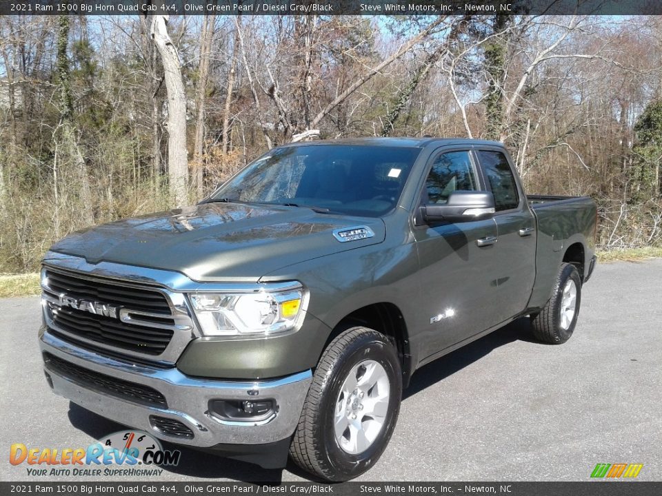 2021 Ram 1500 Big Horn Quad Cab 4x4 Olive Green Pearl / Diesel Gray/Black Photo #2