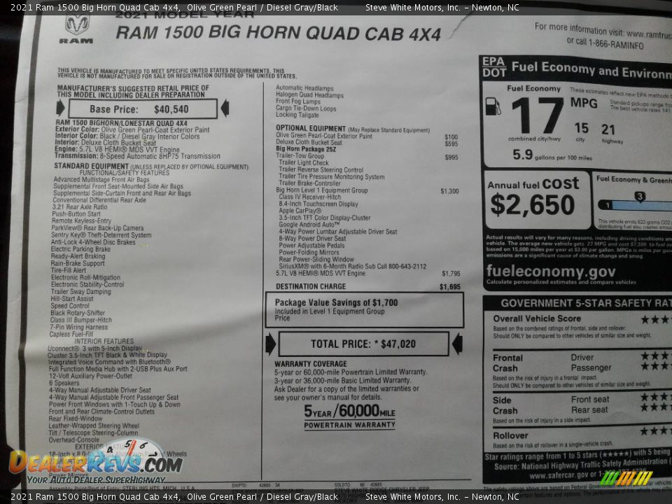 2021 Ram 1500 Big Horn Quad Cab 4x4 Olive Green Pearl / Diesel Gray/Black Photo #30